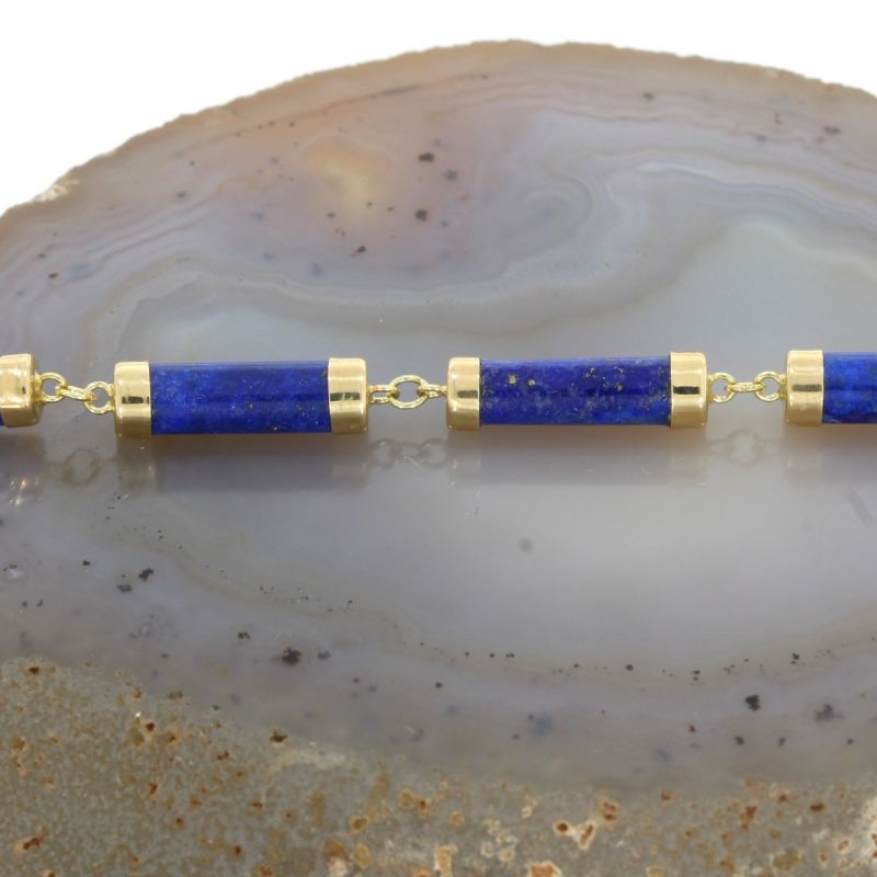 Wert 690 € Lapislazuli Armband in 585er 14 K Gelbgold - H218