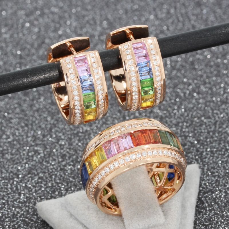 Wert 5990 € Brillant Saphir Creolen in 750er 18 K Rosegold - H227