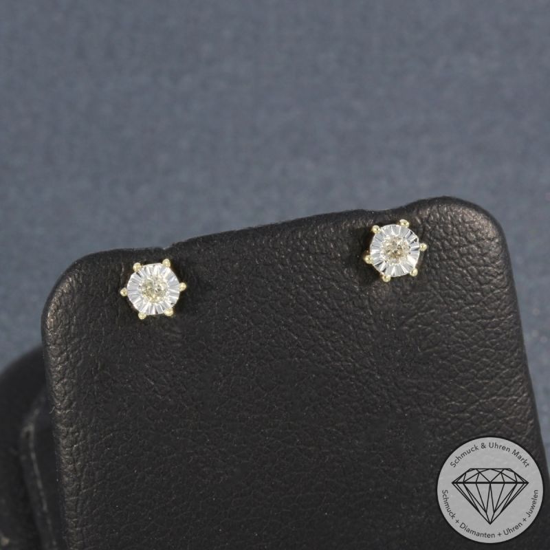 Wert 450 € Solitär Brillant Ohrstecker (0,05 carat) in 417er 10 K Gelbgold - H230
