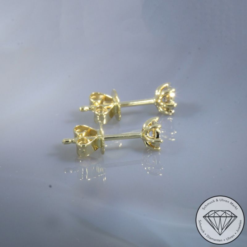 Wert 450 € Solitär Brillant Ohrstecker (0,05 carat) in 417er 10 K Gelbgold - H230