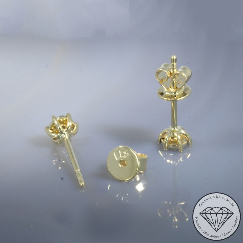 Wert 450 € Solitär Brillant Ohrstecker (0,05 carat) in 417er 10 K Gelbgold - H230