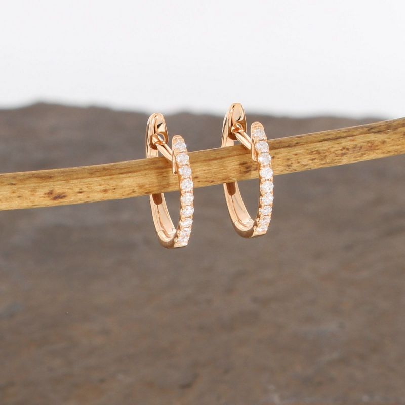 Wert 900 € Brillant Creolen Ohrringe (0,14 carat) in 750er 18 K Rosegold - H234