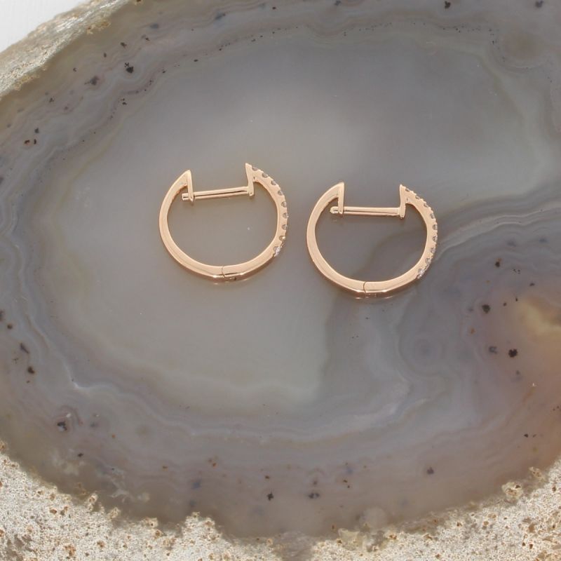 Wert 900 € Brillant Creolen Ohrringe (0,14 carat) in 750er 18 K Rosegold - H234