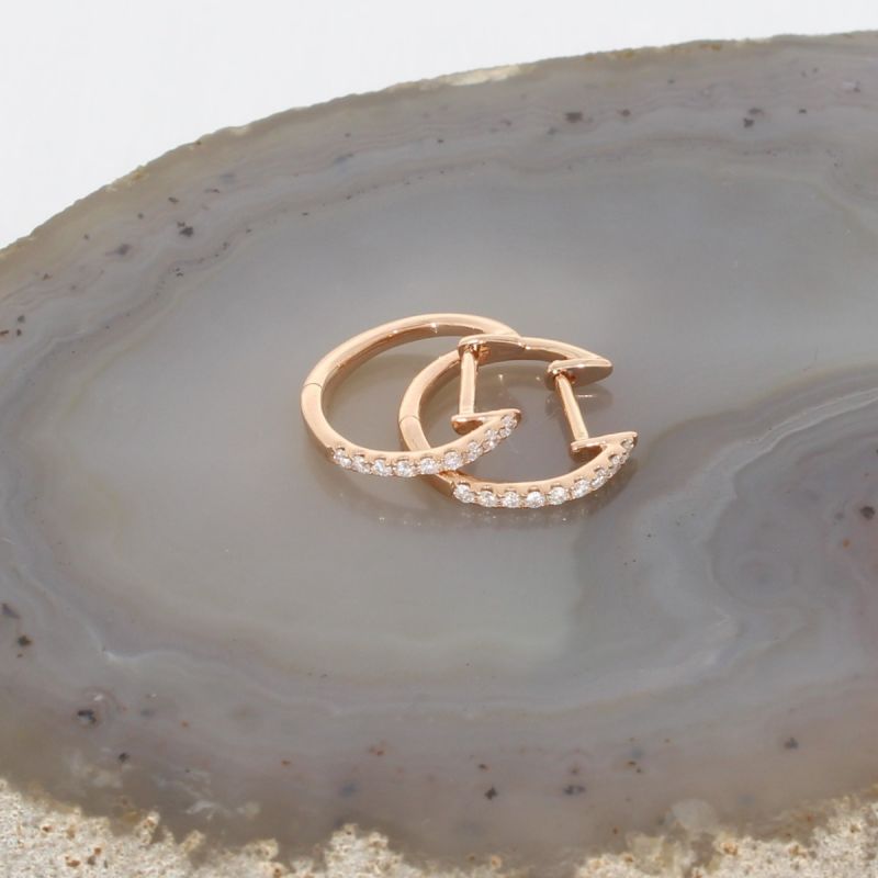 Wert 900 € Brillant Creolen Ohrringe (0,14 carat) in 750er 18 K Rosegold - H234