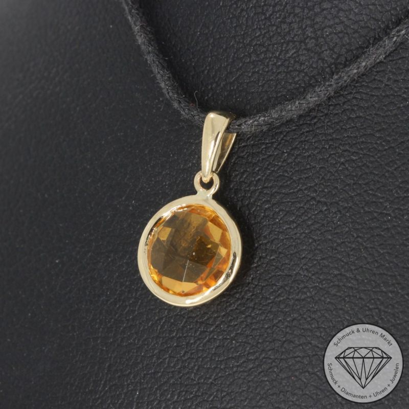 Wert 350 € Citrin Anhänger (1,86 carat) in 585er 14 K Gelbgold - H240