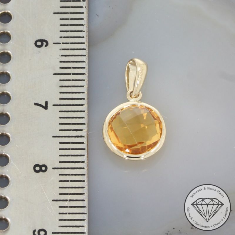 Wert 350 € Citrin Anhänger (1,86 carat) in 585er 14 K Gelbgold - H240