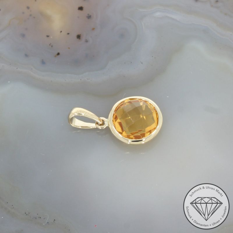 Wert 350 € Citrin Anhänger (1,86 carat) in 585er 14 K Gelbgold - H240