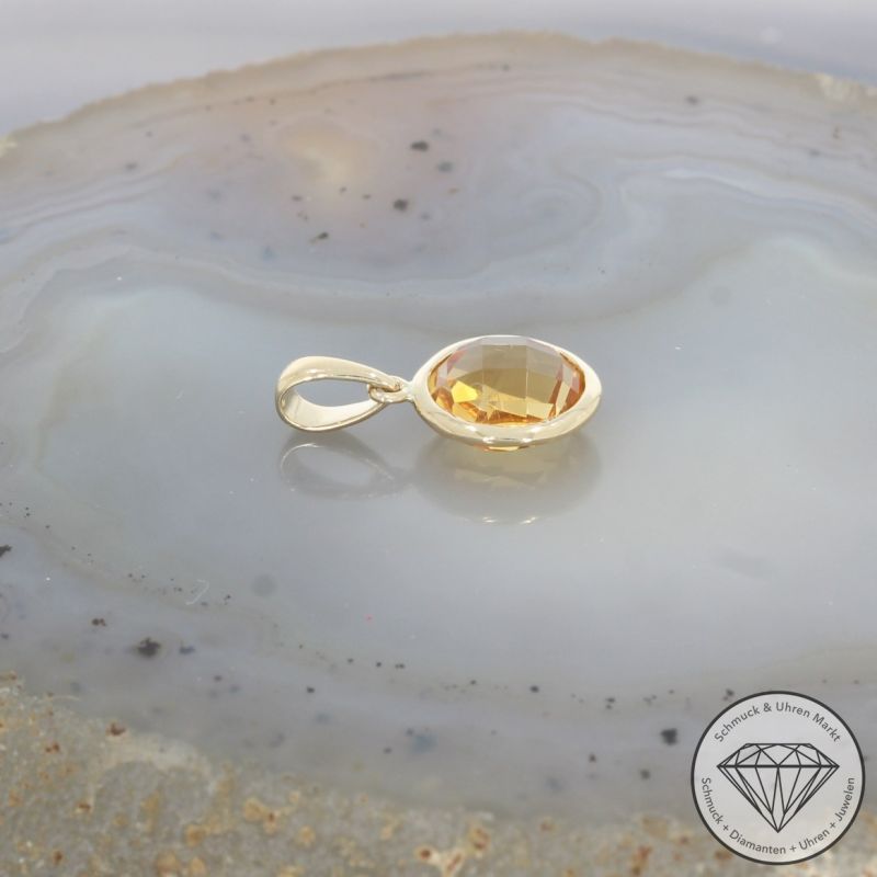 Wert 350 € Citrin Anhänger (1,86 carat) in 585er 14 K Gelbgold - H240