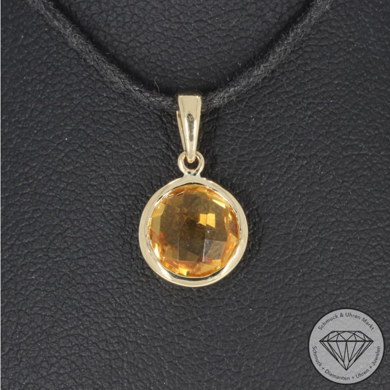 Wert 350 € Citrin Anhänger (1,86 carat) in 585er 14 K Gelbgold - H240