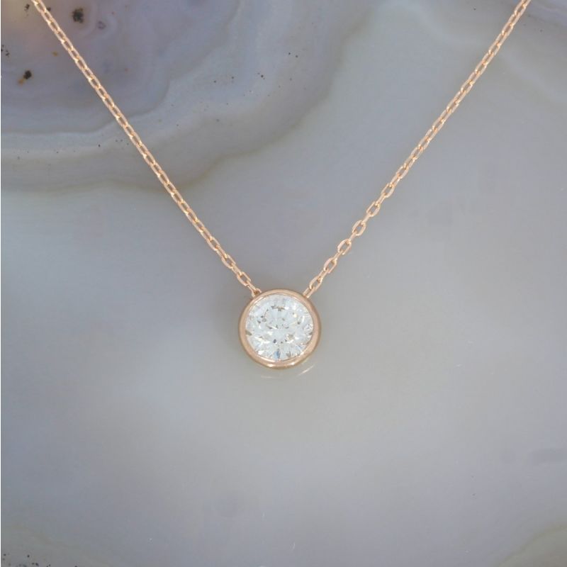 Wert 1990 € Solitär Brillant Anhänger Kette (0,30 carat) in 750er 18 K Rosegold -H258