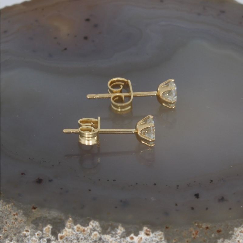 Wert 2690 € Solitär Brillant Ohrstecker (0,70 carat) in 750er 18 K Gelbgold - H263
