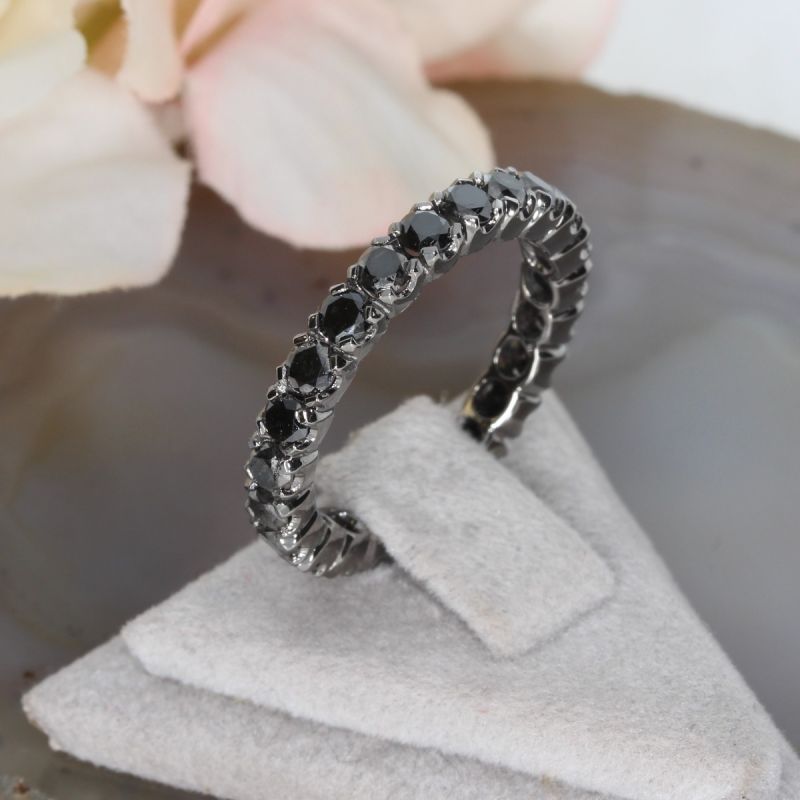 Wert 2490 € schwarzer Diamant Memory Ring (2,65 carat) in 750er 18 K Gold Gr.59 - H850