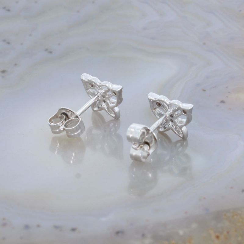 Wert 500 € Brillant Ohrstecker Ohrringe Schmetterling (0,04 carat) in 585er 18 K Weißgold - H300