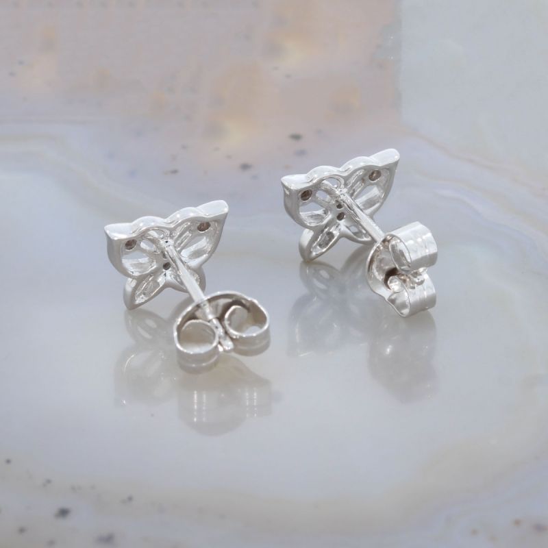 Wert 500 € Brillant Ohrstecker Ohrringe Schmetterling (0,04 carat) in 585er 18 K Weißgold - H300