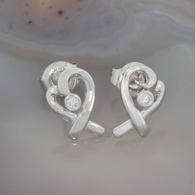 Wert 550 € Brillant Ohrstecker Ohrringe Herz (0,04 carat) in 585er 14 K Weißgold - H301
