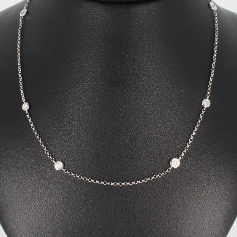 Wert 1780 € Brillant Collier Kette (0,60 carat) in 750er 18 K Weißgold Länge 70 cm - H305