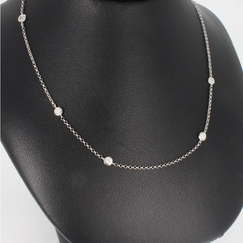 Wert 1780 € Brillant Collier Kette (0,60 carat) in 750er 18 K Weißgold Länge 70 cm - H305