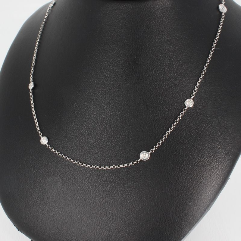 Wert 1780 € Brillant Collier Kette (0,60 carat) in 750er 18 K Weißgold Länge 70 cm - H305