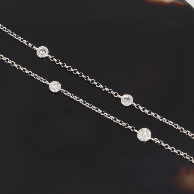 Wert 1780 € Brillant Collier Kette (0,60 carat) in 750er 18 K Weißgold Länge 70 cm - H305