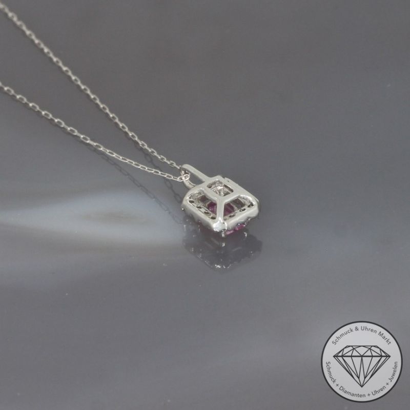 Wert 850 € Brillant Saphir Anhänger & Kette in 900er Platin - H332