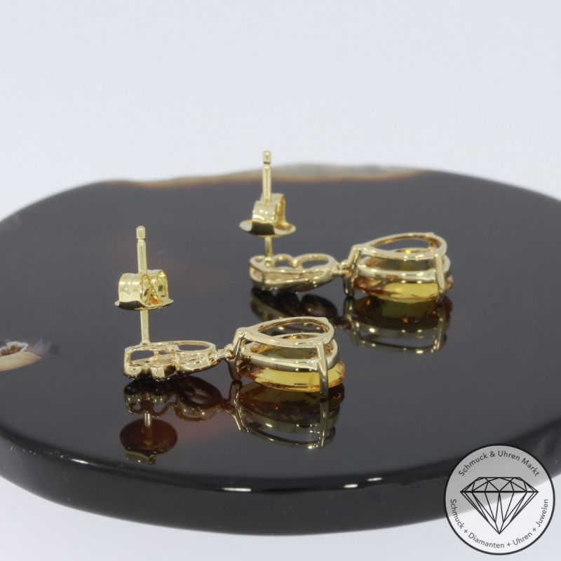 Wert 890 € Brillant Citrin Ohrstecker Ohrringe in 585er 14 K Gelbgold - H371
