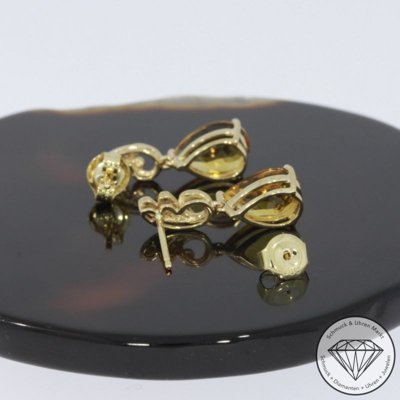 Wert 890 € Brillant Citrin Ohrstecker Ohrringe in 585er 14 K Gelbgold - H371