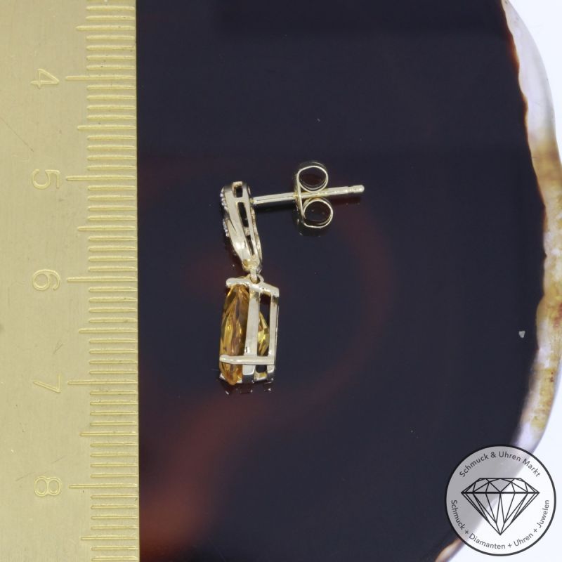 Wert 890 € Brillant Citrin Ohrstecker Ohrringe in 585er 14 K Gelbgold - H371