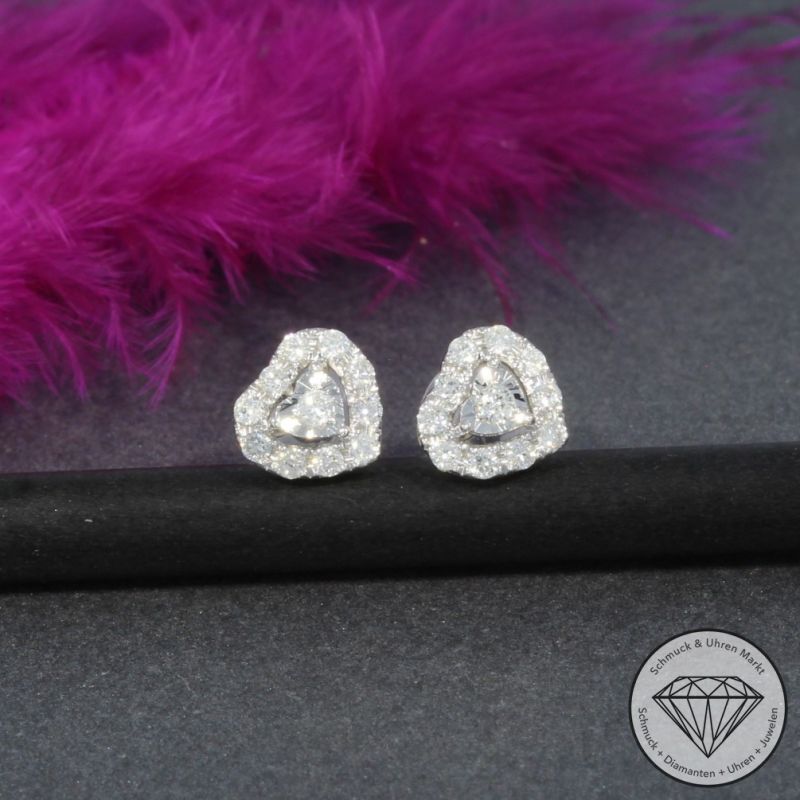 Wert 790 € Brillant Herz Ohrringe (0,20 carat) in 750er 18 K Weißgold - H447