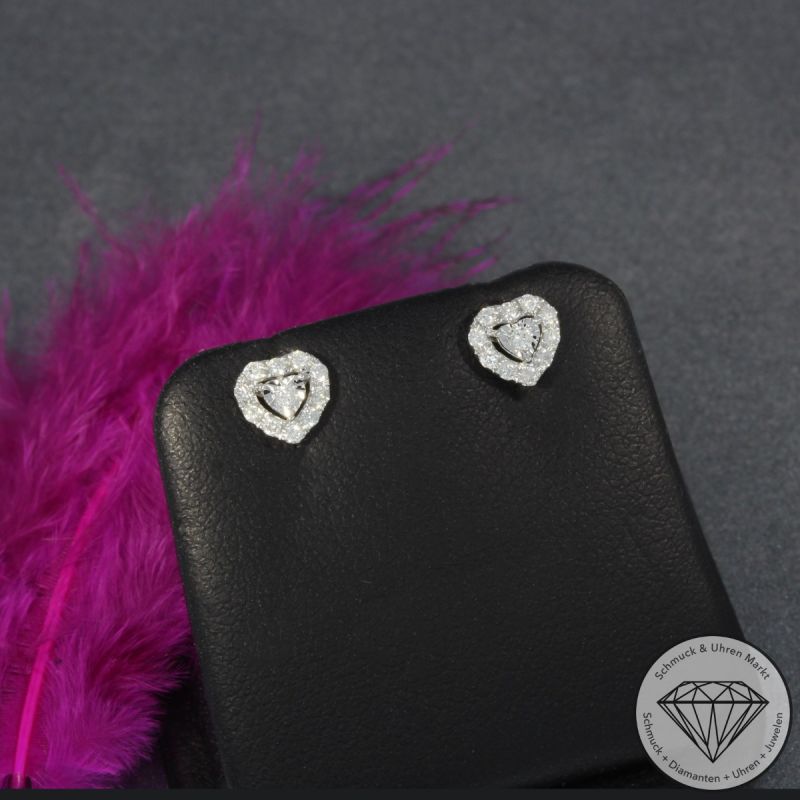 Wert 790 € Brillant Herz Ohrringe (0,20 carat) in 750er 18 K Weißgold - H447