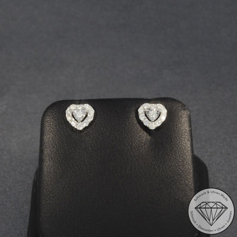 Wert 790 € Brillant Herz Ohrringe (0,20 carat) in 750er 18 K Weißgold - H447