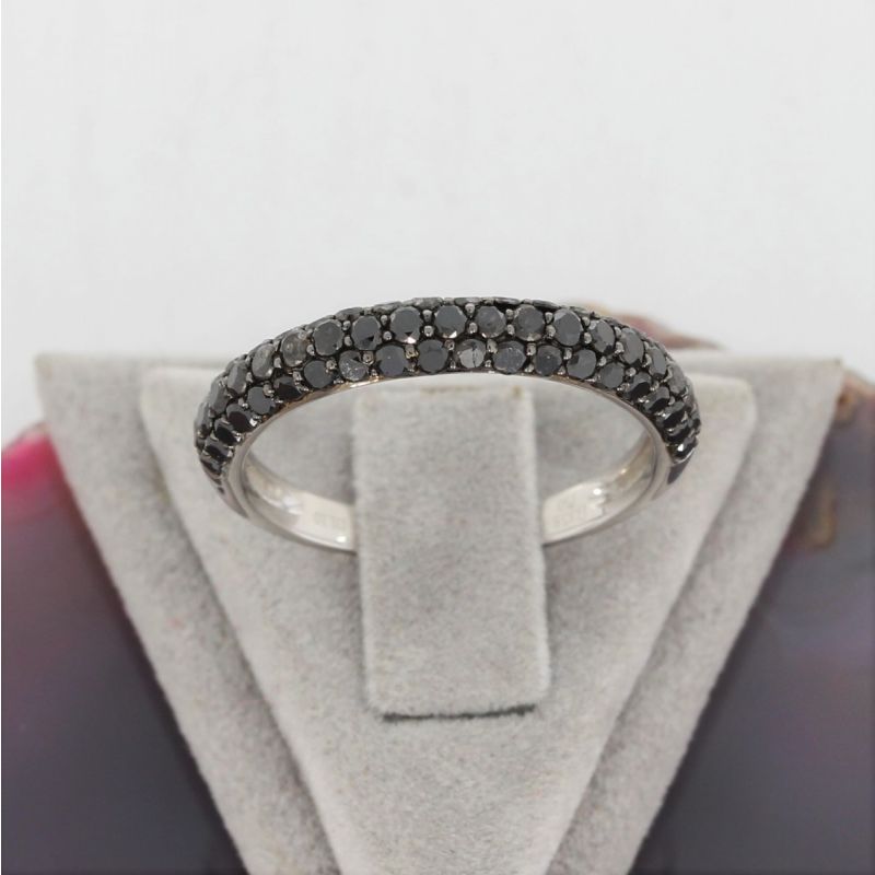 Wert 1390 € schwarzer Diamant Ring (1,10 carat) in 750er 18 K Weißgold Größe 52 - H602