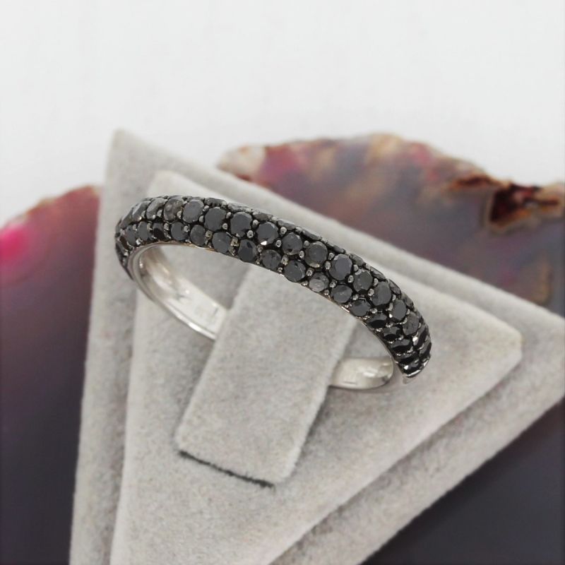 Wert 1390 € schwarzer Diamant Ring (1,10 carat) in 750er 18 K Weißgold Größe 52 - H602
