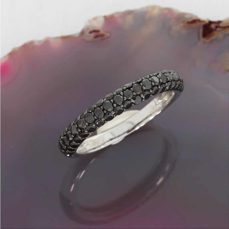 Wert 1390 € schwarzer Diamant Ring (1,10 carat) in 750er 18 K Weißgold Größe 52 - H602