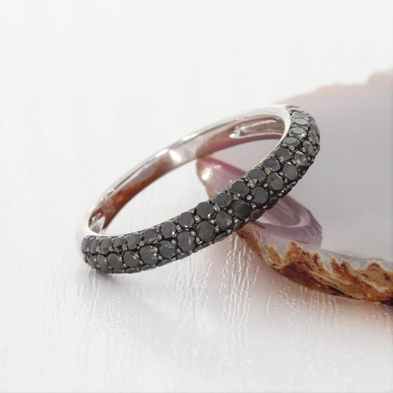 Wert 1390 € schwarzer Diamant Ring (1,10 carat) in 750er 18 K Weißgold Größe 52 - H602