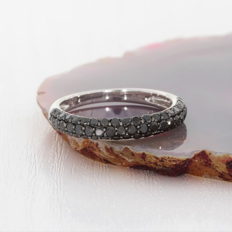 Wert 1390 € schwarzer Diamant Ring (1,10 carat) in 750er 18 K Weißgold Größe 52 - H602