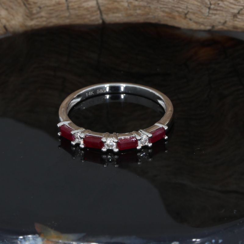 Wert 1150 € Brillant Rubin Ring in 585er 14 K Weißgold - H490