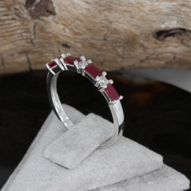 Wert 1150 € Brillant Rubin Ring in 585er 14 K Weißgold - H490