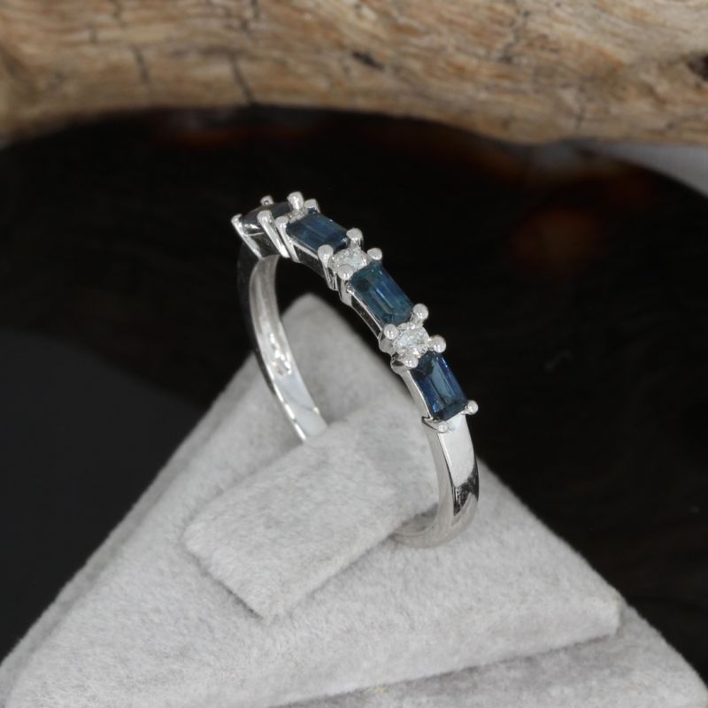 Wert 1150 € Brillant Saphir Ring in 585er 14 K Weißgold - H492