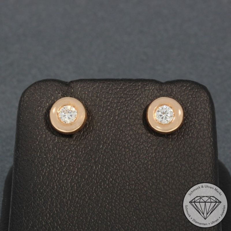 Wert 1090 € Solitär Brillant Ohrstecker Ohrringe (0,20 carat) in 750er 18 K Rosegold - H494