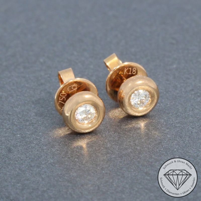Wert 1090 € Solitär Brillant Ohrstecker Ohrringe (0,20 carat) in 750er 18 K Rosegold - H494