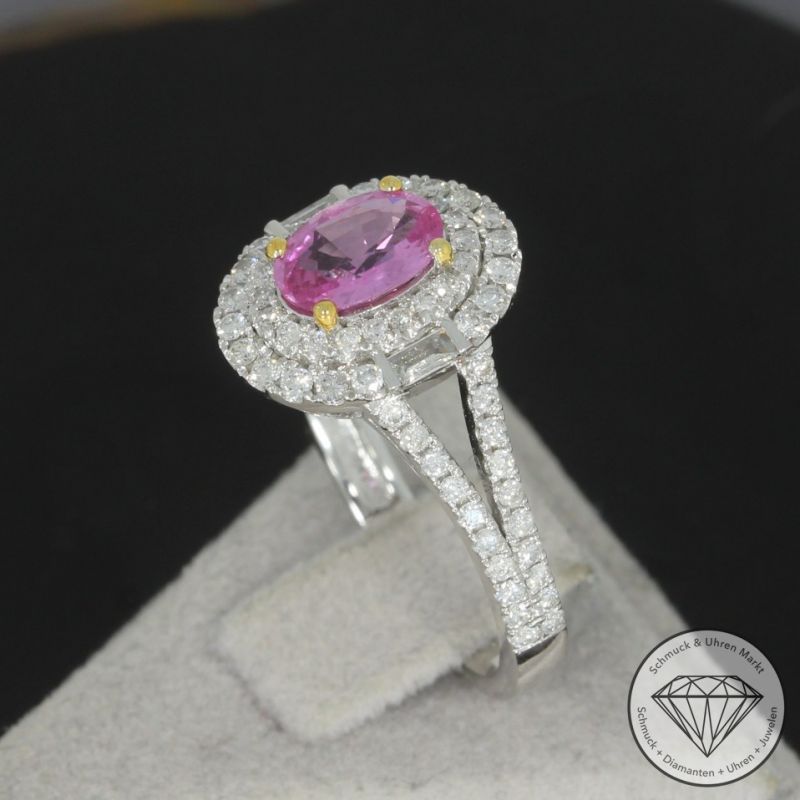 Wert 3660 € Brillant Diamant Saphir Ring in 900er Platin - H504