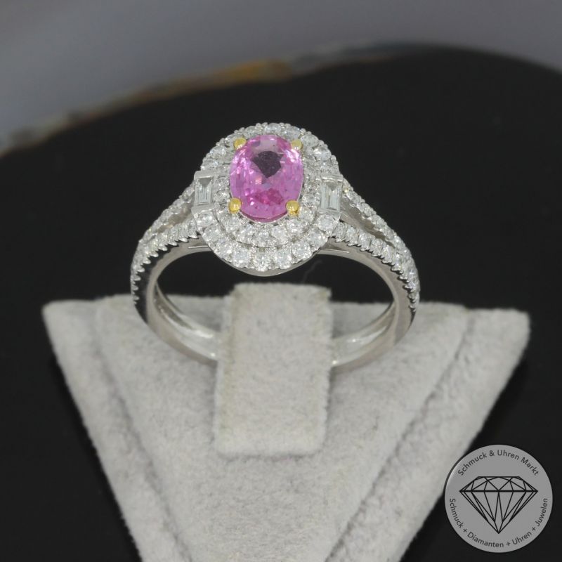 Wert 3660 € Brillant Diamant Saphir Ring in 900er Platin - H504