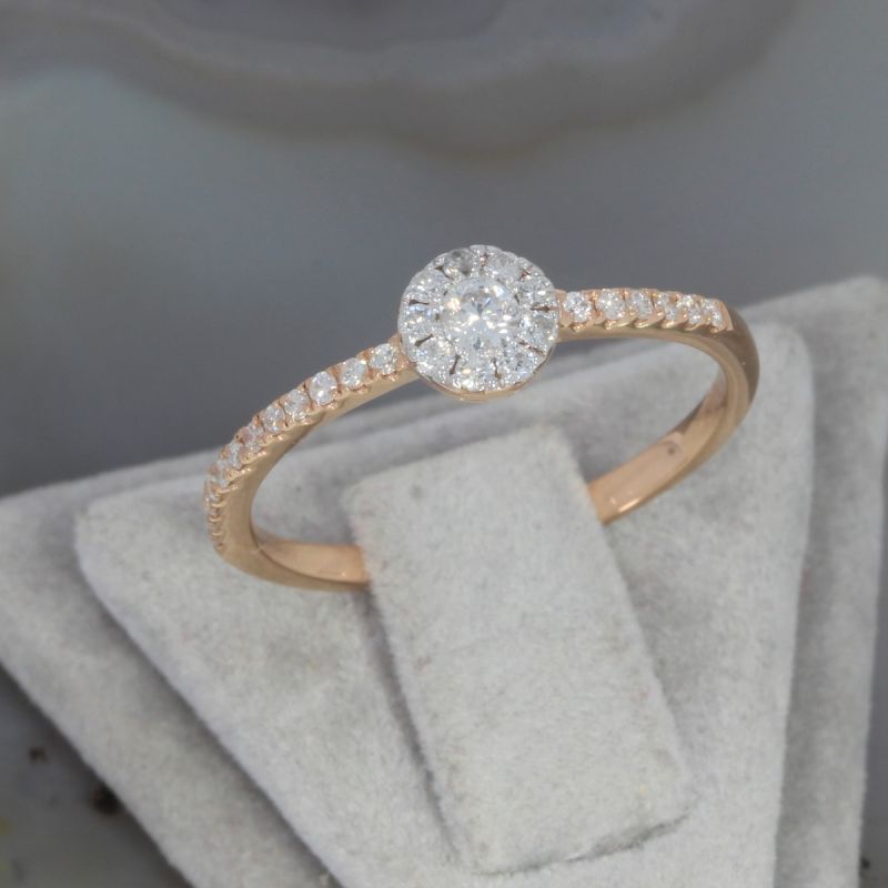 Wert 1290 € Brillant Ring (0,25 carat) in 750er 18 K Rosegold Größe 54 - H526