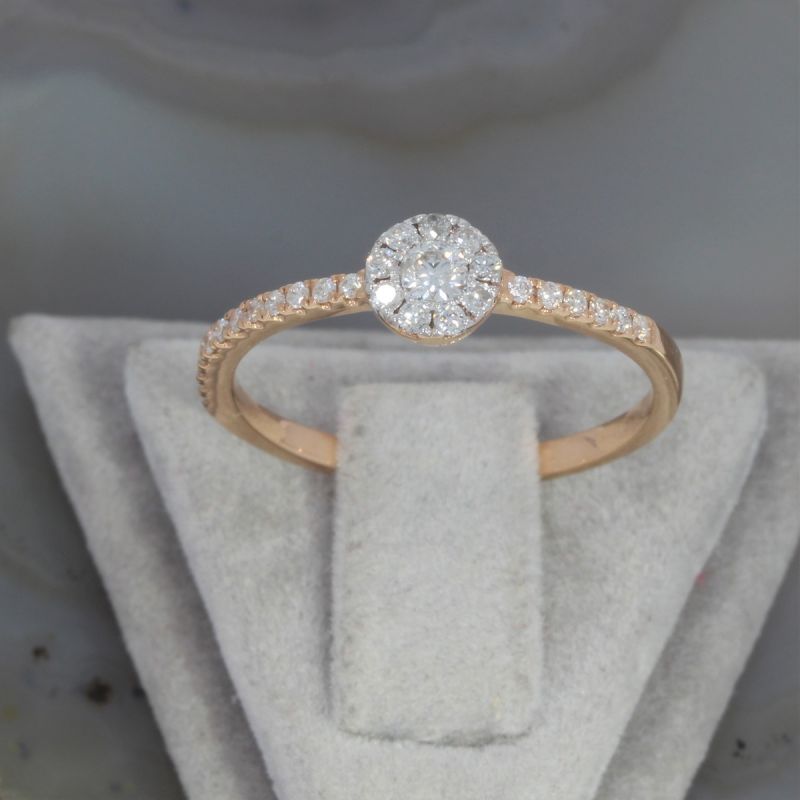 Wert 1290 € Brillant Ring (0,25 carat) in 750er 18 K Rosegold Größe 54 - H526