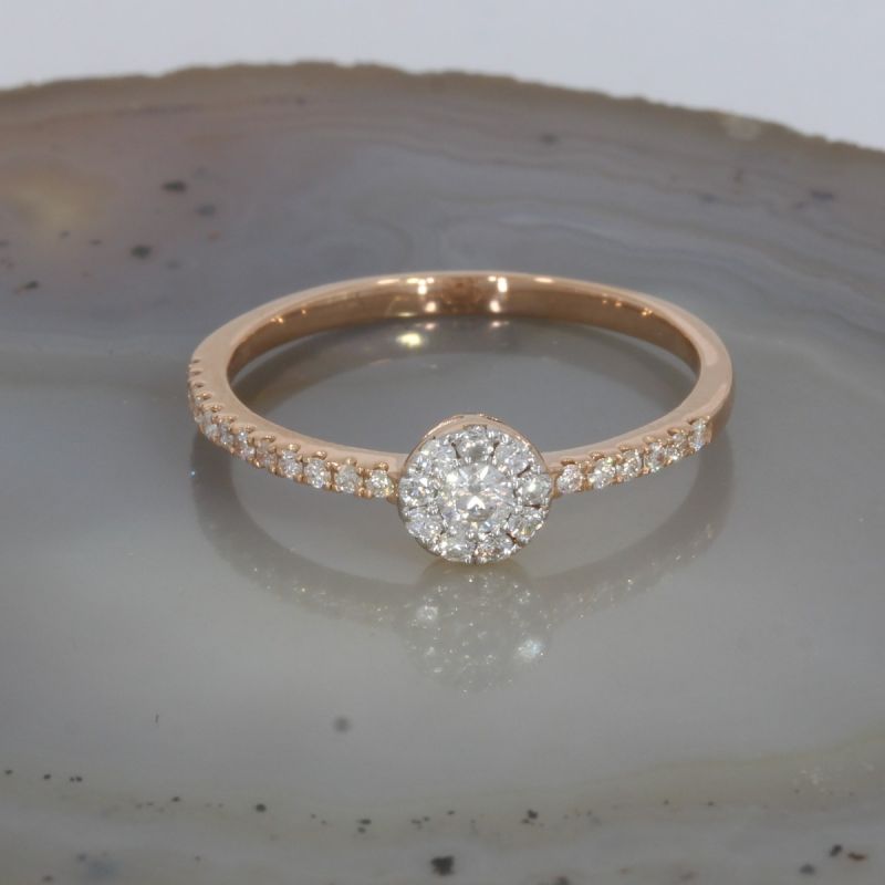 Wert 1290 € Brillant Ring (0,25 carat) in 750er 18 K Rosegold Größe 54 - H526