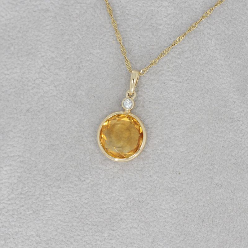 Wert 350 € Brillant Citrin Anhänger in 585er 14 K Gelbgold - H556