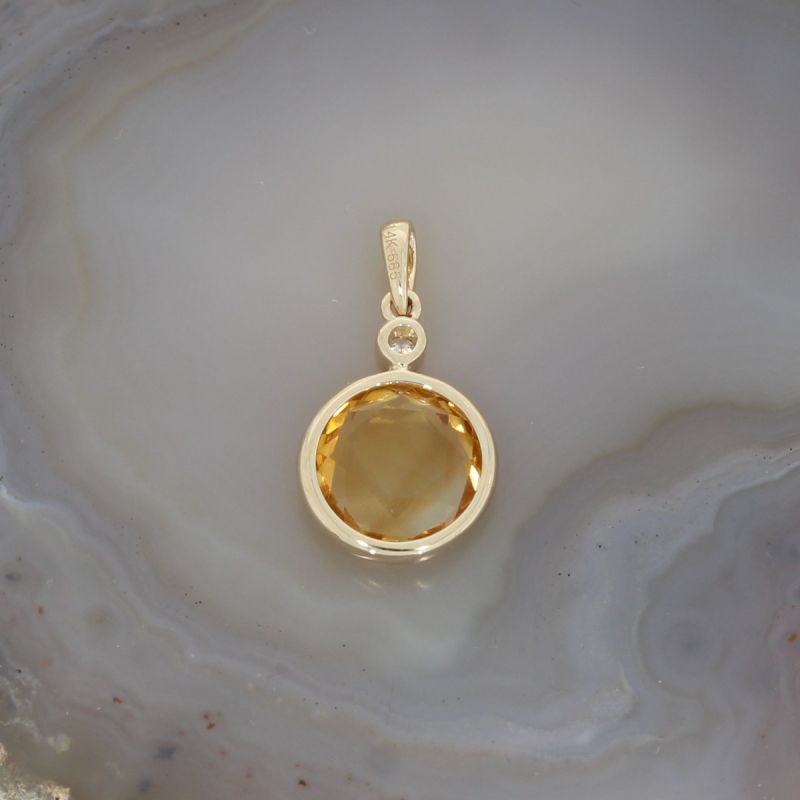 Wert 350 € Brillant Citrin Anhänger in 585er 14 K Gelbgold - H556