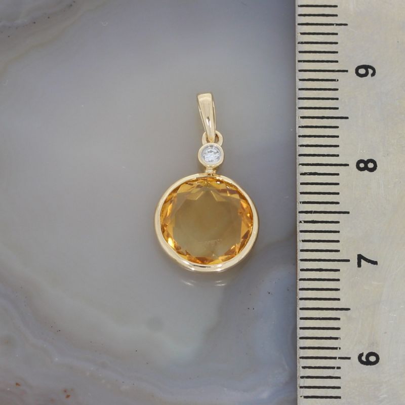 Wert 350 € Brillant Citrin Anhänger in 585er 14 K Gelbgold - H556