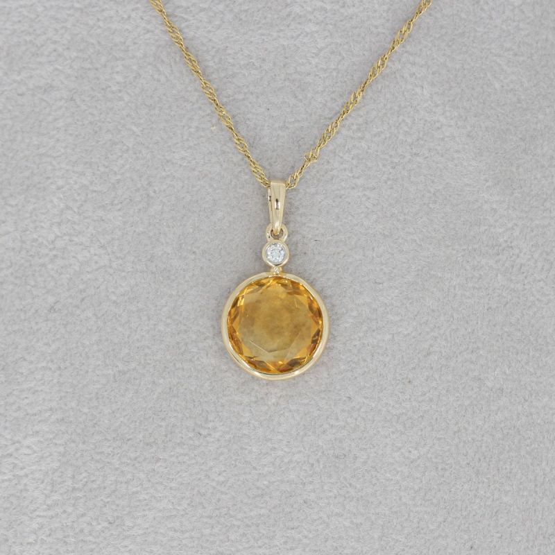 Wert 350 € Brillant Citrin Anhänger in 585er 14 K Gelbgold - H556