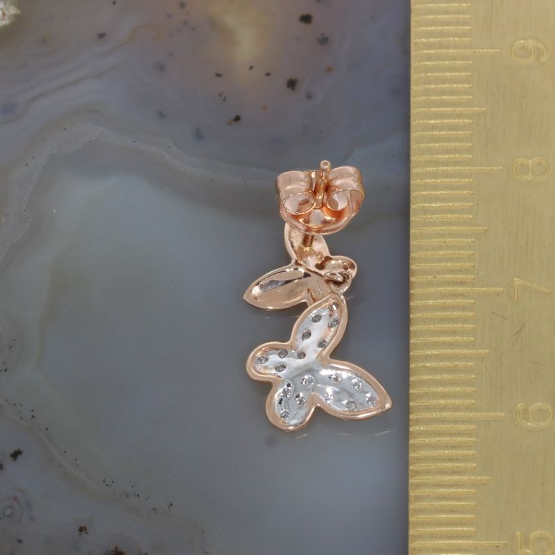 Wert 970 € Brillant Ohrstecker Schmetterling (0,14 carat) in 585er 14 K Rosegold - H558